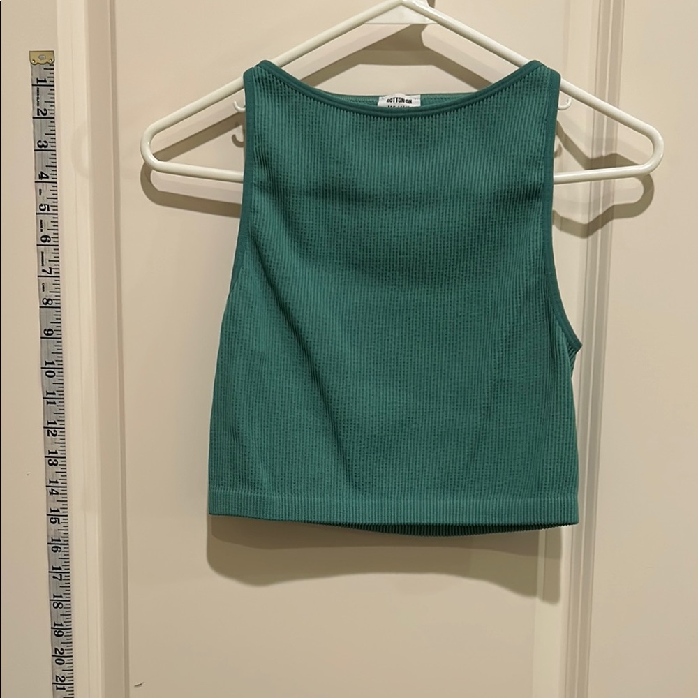 Cotton On Green Fitted Crop Tank Top